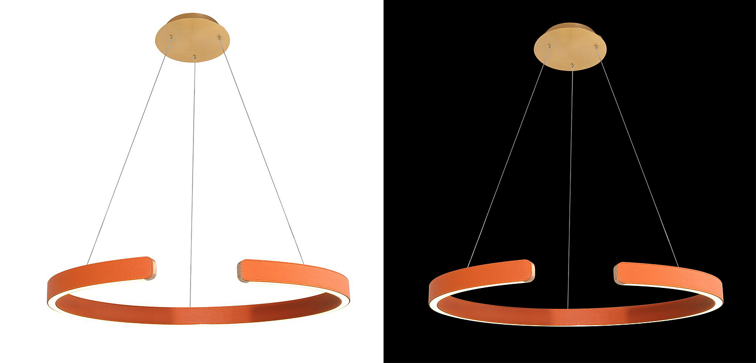 Подвесной светильник Half Ring orange leather Подвесной светильник Half Ring orange leather - Loft-Concept в Брянске