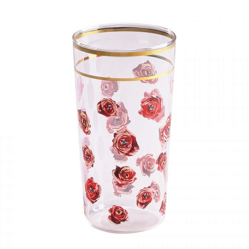 Стакан Seletti Roses Прозрачное Стекло Золотой Красный в Брянске | Loft Concept 