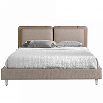 Кровать двуспальная серая с изголовьем из экокожи и ткани Modern Look варинант исполнения - 3 | Loft Concept в Брянске