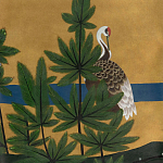 Обои ручная роспись Tsuro Cranes Original colourway on Gold Bullion gilded silk варинант исполнения - 2 | Loft Concept в Брянске