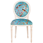 Стул из массива бука бирюзовый с изображением птиц и цветов Turquoise Beige Chinoiserie Peach Garden Chair варинант исполнения - 1 | Loft Concept в Брянске