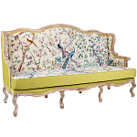 Диван из натурального бука бежевый с изображением птиц и цветов Beige Green Chinoiserie Garden Sofa варинант исполнения - 3 | Loft Concept в Брянске