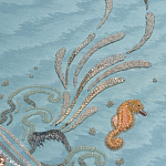 Обои с вышивкой ручной работы Amami Waves Moonbeam colourway on silk moire варинант исполнения - 3 | Loft Concept в Брянске