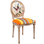 Стул бежевый в разноцветную полоску из натурального бука с изображением птиц и цветов Blooming Red Birds Colorful Stripes Chair варинант исполнения - 2 | Loft Concept в Брянске