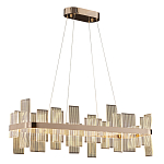 Люстра подвесная прямоугольная с рифлёными прозрачными элементами и золотым основанием Aurea Vista варинант исполнения - 1 | Loft Concept в Брянске