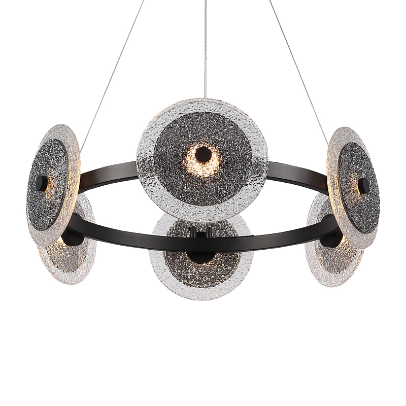 Люстра с плафонами из фактурного двойного стекла Heterochromia Дымчатый (Smoke) Черный в Брянске | Loft Concept 