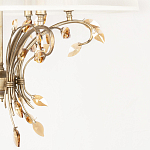 Люстра подвесная круглая с тканевым полупрозрачным абажуром и подвесками 6 ламп Gilded Elegance варинант исполнения - 6 | Loft Concept в Брянске