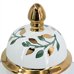 Ваза белая с крышкой с рисунком зеленых и золотых листьев 40 см Chinoiserie Ceramics варинант исполнения - 1 | Loft Concept в Брянске