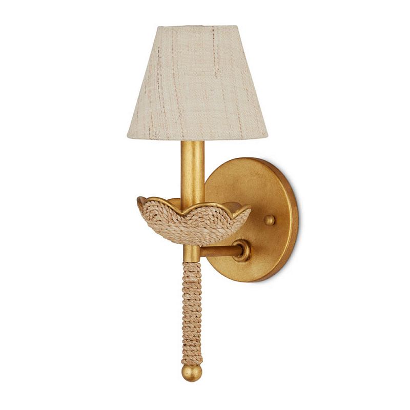 Бра из кованого железа с отделкой плетеной веревкой и сусальным золотом Parisian Style Золотой Бежевый в Брянске | Loft Concept 