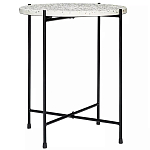 Кофейный столик с круглой разноцветной столешницей на 4-х черных ножках Multicolored Stone Composite варинант исполнения - 1 | Loft Concept в Брянске