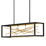 Люстра прямоугольная черного цвета с декором в виде ветвей в золотой отделке Hinkley варинант исполнения - 1 | Loft Concept в Брянске