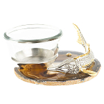 Икорница с декором "Стерлядка" с гравировкой на подставке из натурального камня Агат Decorative Cavair Dishes варинант исполнения - 1 | Loft Concept в Брянске