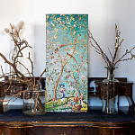 Постер на холсте в стиле шинуазри с изображением сада Chinoiserie Imperial Garden Birds and People Poster варинант исполнения - 3 | Loft Concept в Брянске