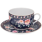 Чайный набор из фарфора синий на 6 персон 12 предметов Flower Porcelain Collection варинант исполнения - 1 | Loft Concept в Брянске