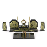 Настольный письменный набор из змеевика с часами и таблетницей Successful Leader варинант исполнения - 1 | Loft Concept в Брянске