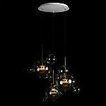 Люстра подвесная с прозрачными бирюзовыми стеклянными шарами и круглым основанием 3 лампы Giopato & Coombes варинант исполнения - 2 | Loft Concept в Брянске