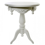 Стол приставной круглый белого цвета из массива бука с легкими потертостями White Provence варинант исполнения - 1 | Loft Concept в Брянске