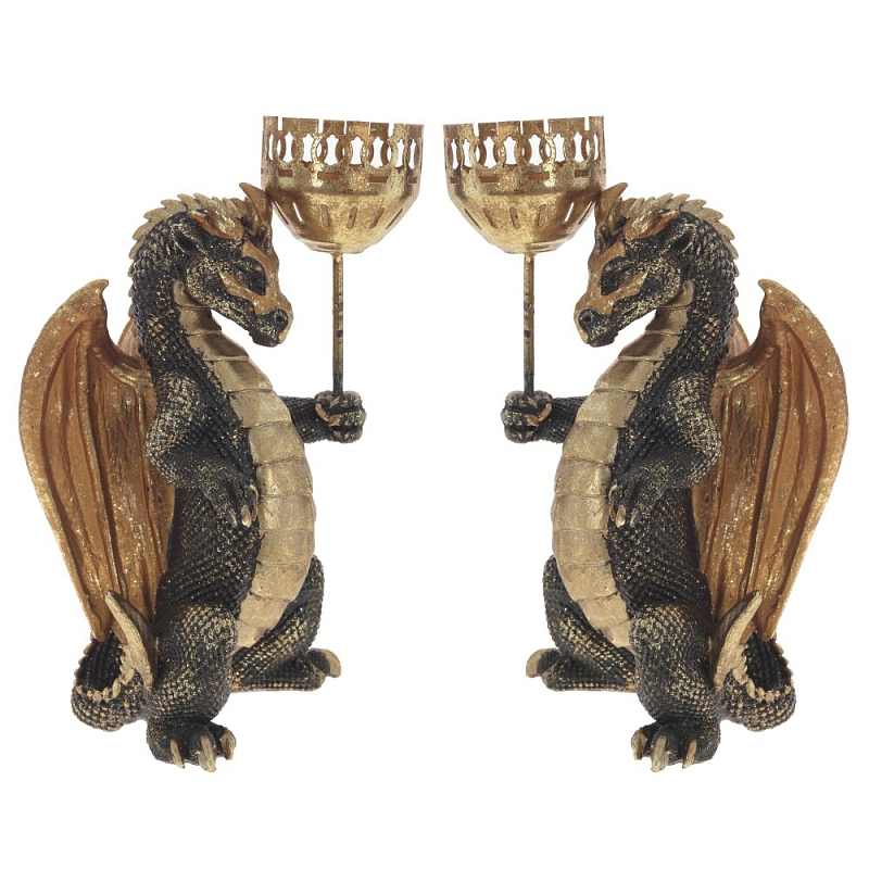 Подсвечник в виде дракона Dragon candlestick L or R Золотой Коричневый Зеленый Подсвечник в виде дракона Dragon candlestick L or R Золотой Коричневый Зеленый в Брянске | Loft Concept
