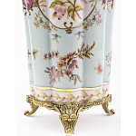 Ваза голубого цвета из фарфора с цветочным рисунком и бронзовой стрекозой Blue Garden варинант исполнения - 3 | Loft Concept в Брянске