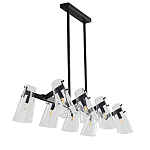 Люстра светодиодная с 8-ю прозрачными плафонами из акрила и стали Glass Cylinder Black варинант исполнения - 3 | Loft Concept в Брянске