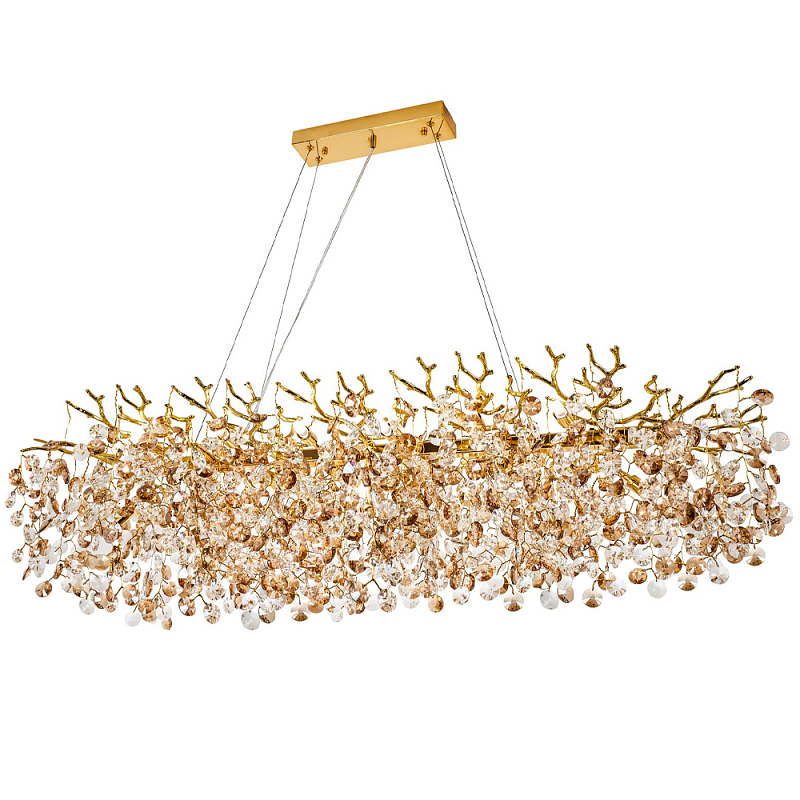 Линейная люстра с хрустальными подвесками Fairytree Gold Crystal Linear Chandelier 14 Золотой Прозрачный Коричневый Линейная люстра с хрустальными подвесками Fairytree Gold Crystal Linear Chandelier 14 Золотой Прозрачный Коричневый в Брянске | Loft Concept
