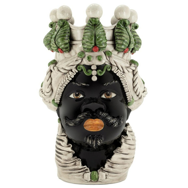 Ваза Vase Moro Man Ltd Green Red Бежевый Зеленый Черный Ваза Vase Moro Man Ltd Green Red Бежевый Зеленый Черный в Брянске | Loft Concept