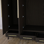 Большой Шкаф Primo Темный орех с 3 дверьми и 3 выдвижными ящиками варинант исполнения - 7 | Loft Concept в Брянске