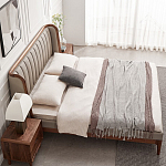 Кровать двуспальная с мягким изголовьем Moon Walnut Bed варинант исполнения - 4 | Loft Concept в Брянске