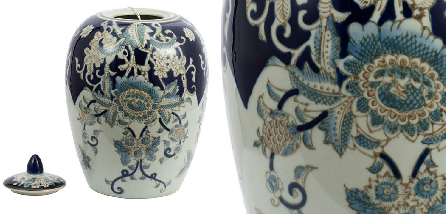 Ваза с крышкой Blue & White Ornament Vase barrel Ваза с крышкой Blue & White Ornament Vase barrel - Loft-Concept в Брянске