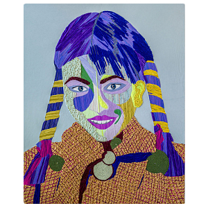 Картина с вышивкой Портрет wall panel People with the yellow ear 3