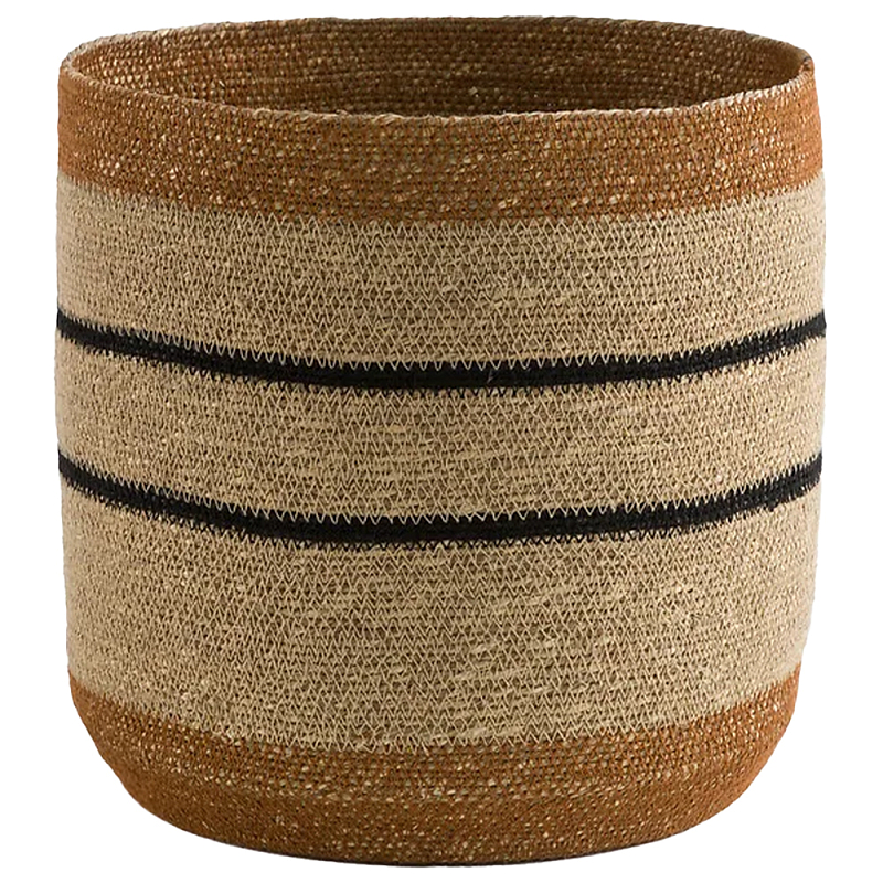 Плетеная корзина в полоску Okiro Wicker Basket Коричневый Бежевый Черный Плетеная корзина в полоску Okiro Wicker Basket Коричневый Бежевый Черный в Брянске | Loft Concept