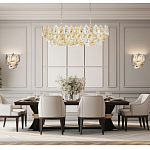 Люстра овальная с многослойными белыми и прозрачными подвесками Character Chandelier варинант исполнения - 6 | Loft Concept в Брянске