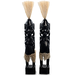 Комплект из 2-х деревянных статуэток Asmat Straw Headdress Statuettes Black варинант исполнения - 4 | Loft Concept в Брянске