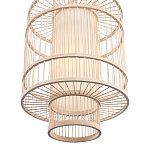 Подвесной светильник из деревянных прутьев с плафоном из натуральной ткани Light Inside the Cell варинант исполнения - 5 | Loft Concept в Брянске