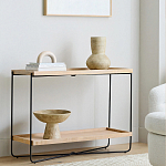 Консоль деревянной столешницей и полкой Wooden Table Top and Shelf варинант исполнения - 6 | Loft Concept в Брянске