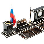 Настольный письменный набор с часами из природного камня обсидиана Team leader варинант исполнения - 3 | Loft Concept в Брянске