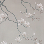 Обои ручная роспись Magnolia Canopy Original Colourway on Oyster Shell metallic silk варинант исполнения - 2 | Loft Concept в Брянске