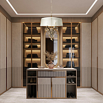 Люстра подвесная круглая с тканевым полупрозрачным абажуром и подвесками 4 лампы Gilded Elegance варинант исполнения - 8 | Loft Concept в Брянске