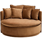 Кушетка круглая с обивкой из велюра коричневая Milky Brown Chair варинант исполнения - 2 | Loft Concept в Брянске