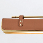 Подвесной светильник линейный латунного цвета в кожаном коричневом чехле и декоративными ремешками Alora варинант исполнения - 4 | Loft Concept в Брянске