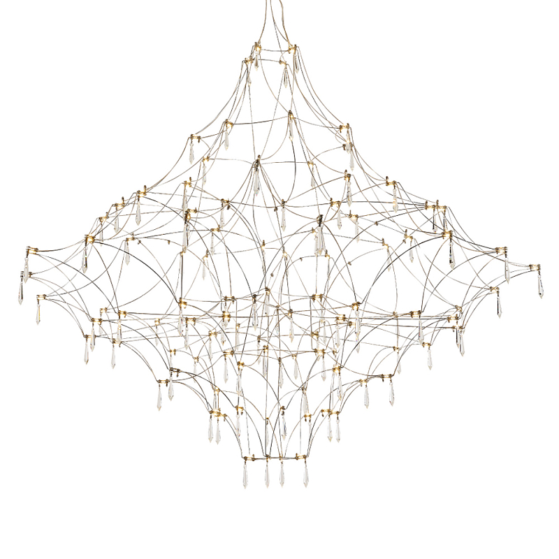 Люстра с тонким металлическим каркасом цвета хром Quasar Прозрачный Хром в Брянске | Loft Concept 