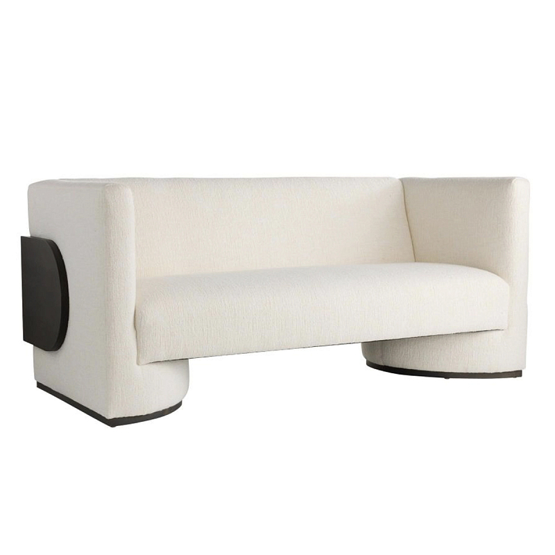 Дизайнерский Двухместный диван Florida Sofa  с элегантным деревянным декором  Белый Черный в Брянске | Loft Concept 