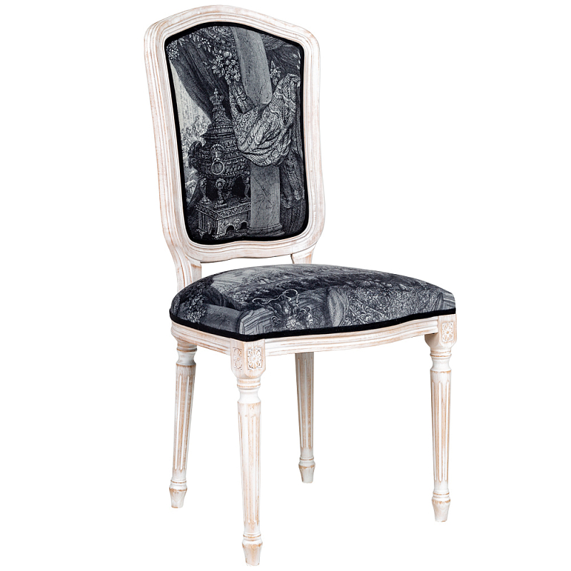 Стул Tuileries Palace Stool Черно-белый Белый винтажная патина Стул Tuileries Palace Stool Черно-белый Белый винтажная патина в Брянске | Loft Concept