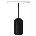 Кофейный столик с белой мраморной столешницей на черном основании Tall Coffee Black and White Table варинант исполнения - 3 | Loft Concept в Брянске