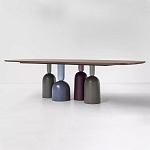 Обеденный стол деревянный с разноцветными фигурными ножками Cop варинант исполнения - 1 | Loft Concept в Брянске