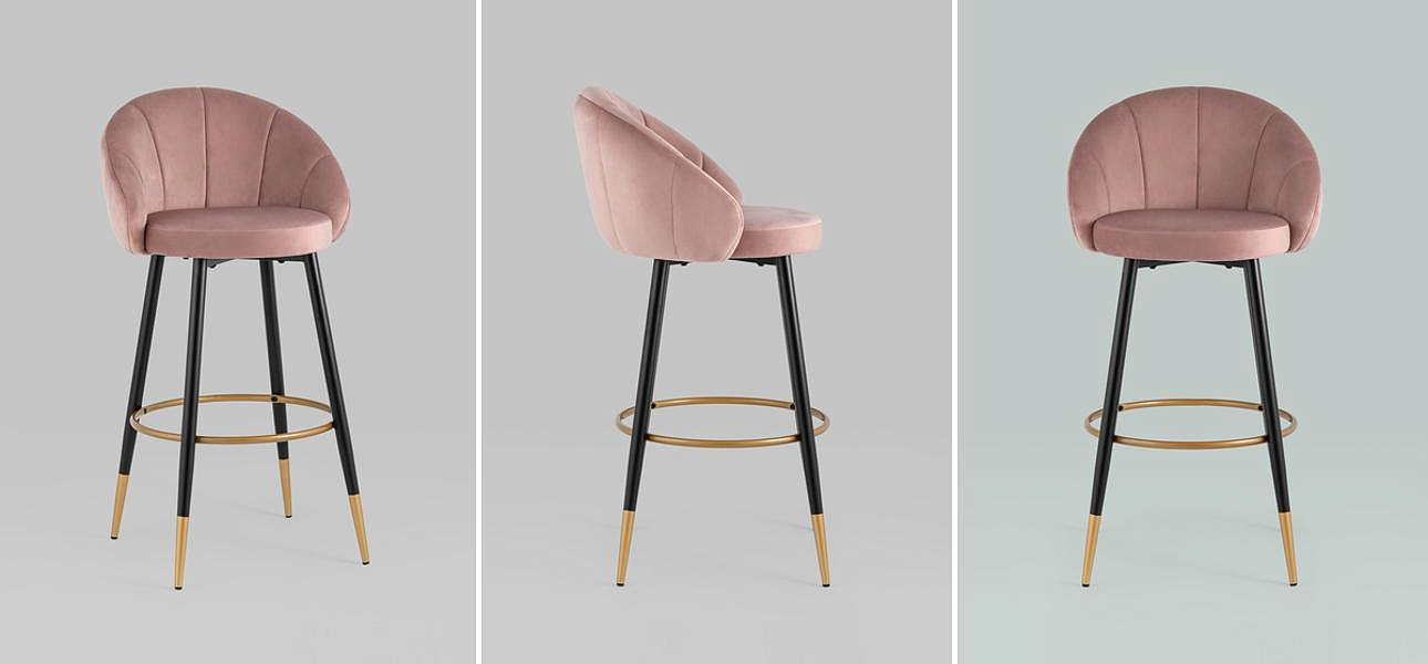 Барный Стул Alberto Chair Розовый Велюр Барный Стул Alberto Chair Розовый Велюр - Loft-Concept в Брянске