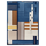 Панно из шнура Синяя геометрическая абстракция wall panel line Blue варинант исполнения - 4 | Loft Concept в Брянске