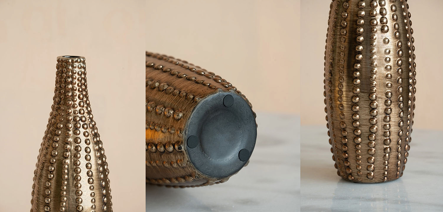 Ваза Ribbed Vase Narrow Throat bronze-gold 34 Ваза Ribbed Vase Narrow Throat bronze-gold 34 - Loft-Concept в Брянске