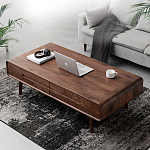 Кофейный стол из массива дерева с выдвижными ящиками Coffee Walnut Table варинант исполнения - 1 | Loft Concept в Брянске