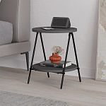 Стол приставной с 2-мя круглыми столешницами цвета антрацит ESSEL SIDE TABLE ANTHRACITE варинант исполнения - 3 | Loft Concept в Брянске